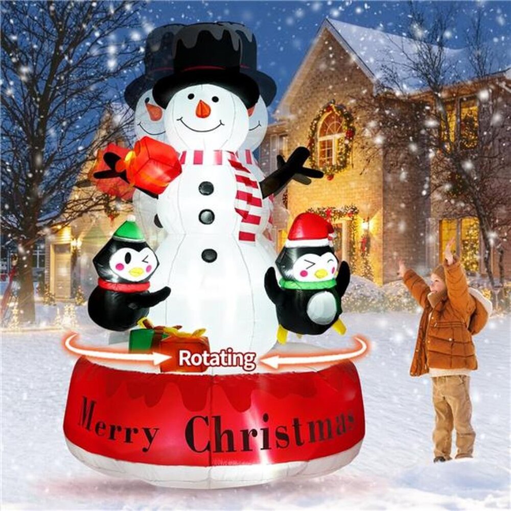 8 FT Christmas Inflatable Outdoor Decoration Rotating Snowman Christmas